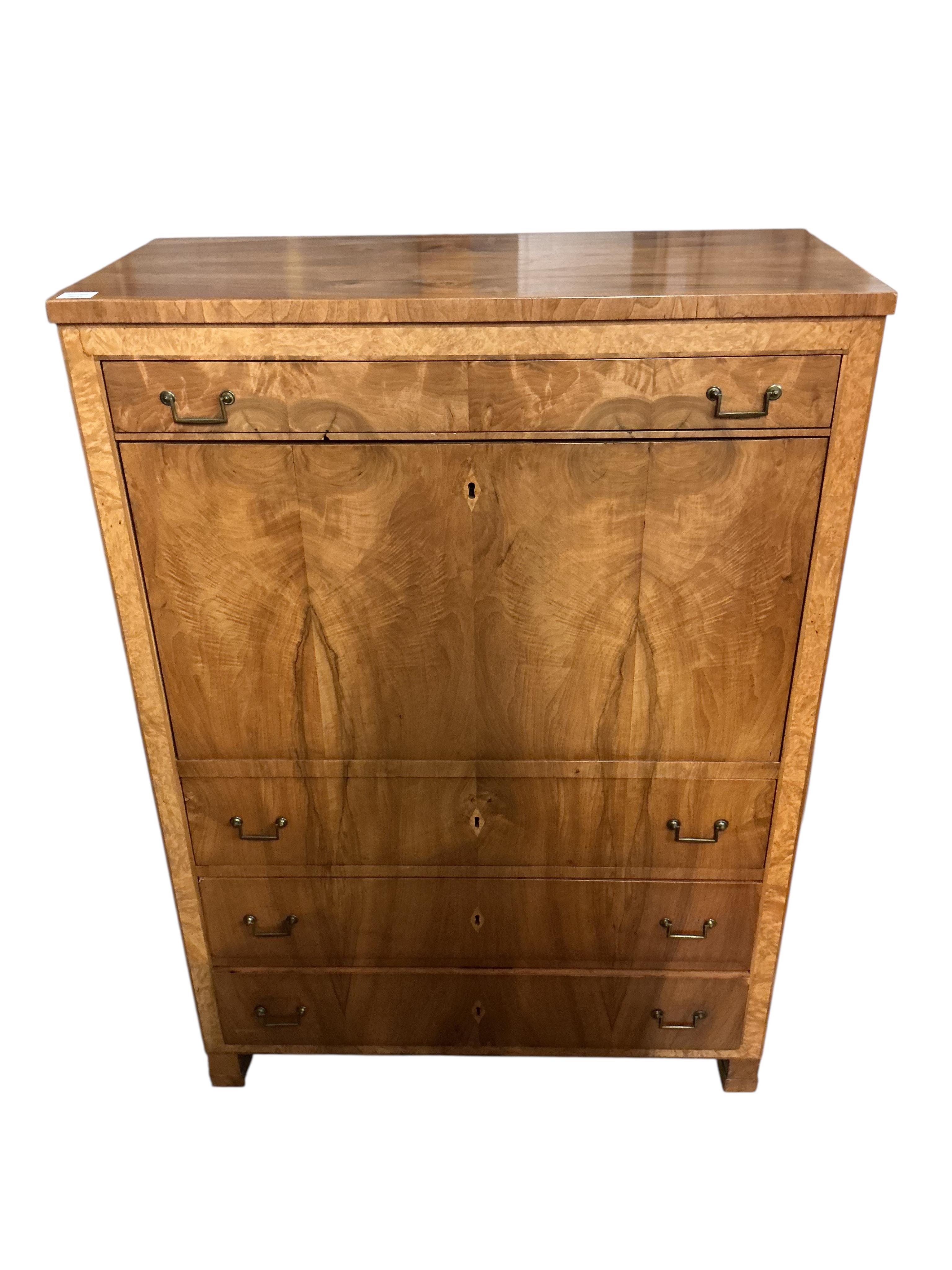 A 19th century Swedish walnut secretaire abattant, width 97cm, depth 45cm, height 136cm